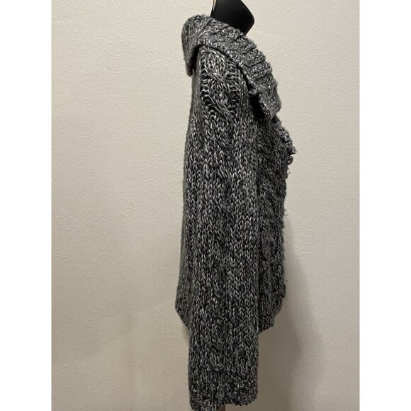 Express Womens Size Large Sweater Button Down Thick Short Gray - Picture 6 of 9